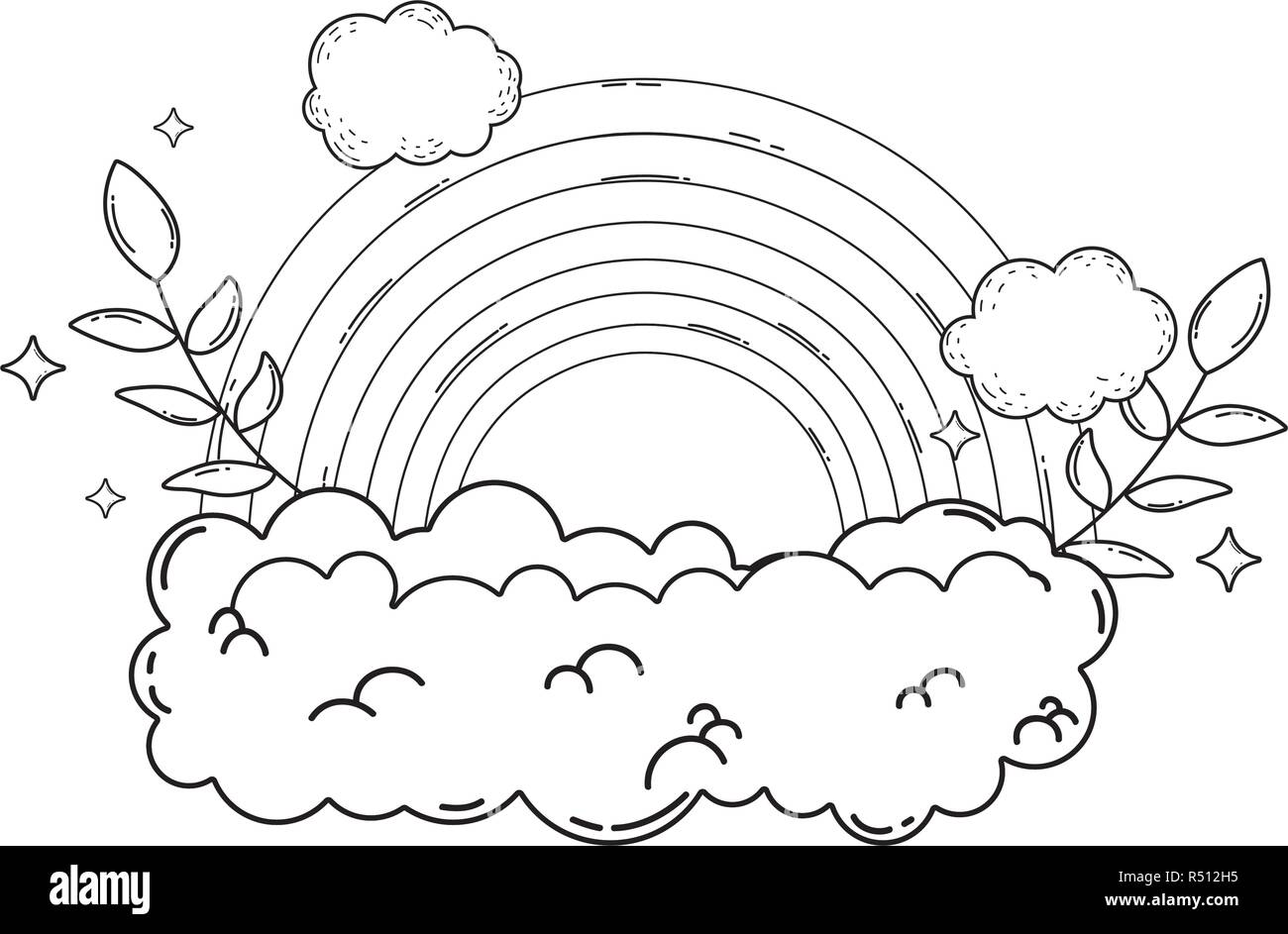 cute rainbow with cloud vector illustration design Stock Vector Image ...