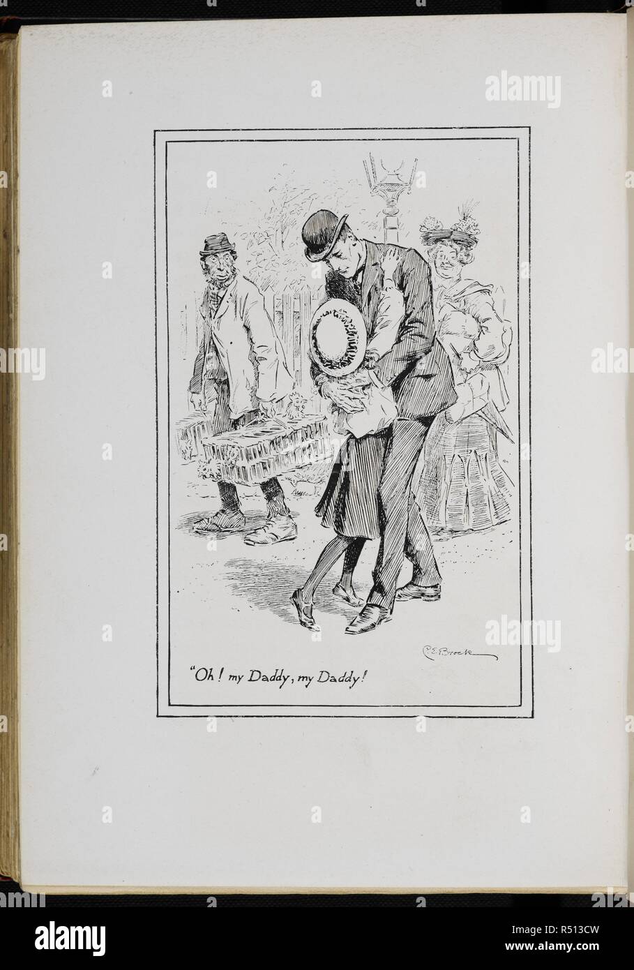 'Oh my Daddy, my Dady!'. The Railway Children With drawings by C E Brock. London : Wells Gardner & Co., 1906. Source: 12813.y.7 page 307. Language: English. Author: Brock, Charles Edmund. Nesbit, afterwards Bland, Edith. Stock Photo