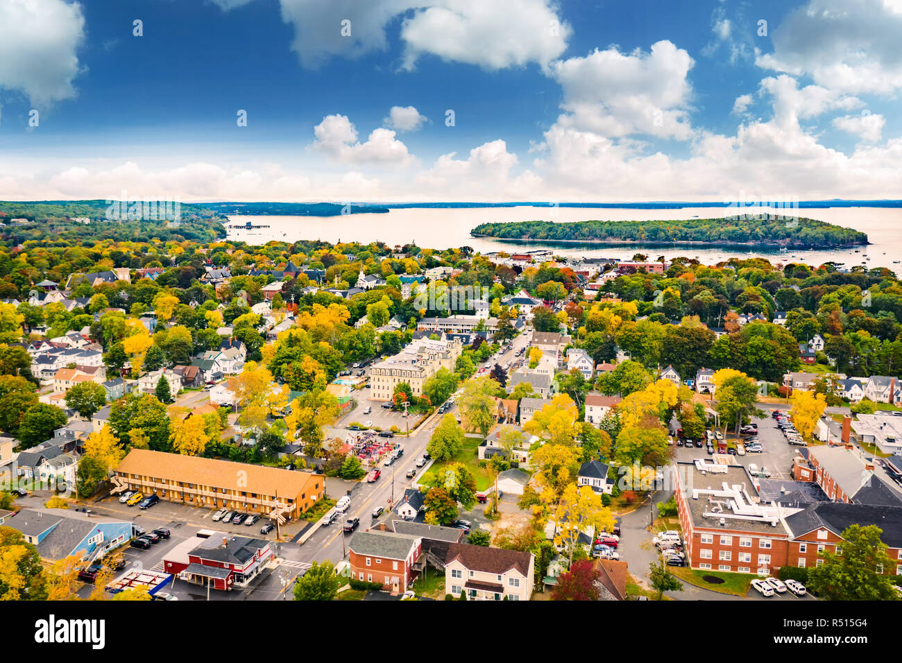 Aerial view of Bar Harbor, Maine Stock Photo