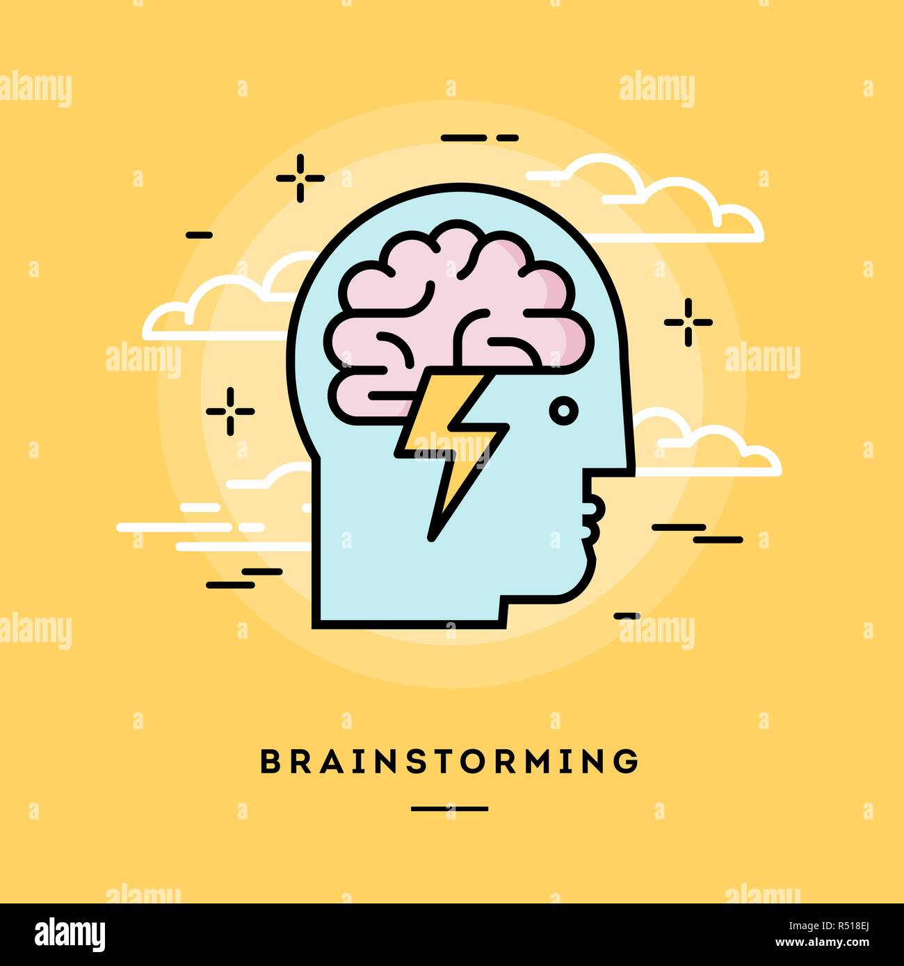 Concept of brainstorming, line flat design banner Stock Vector Image ...