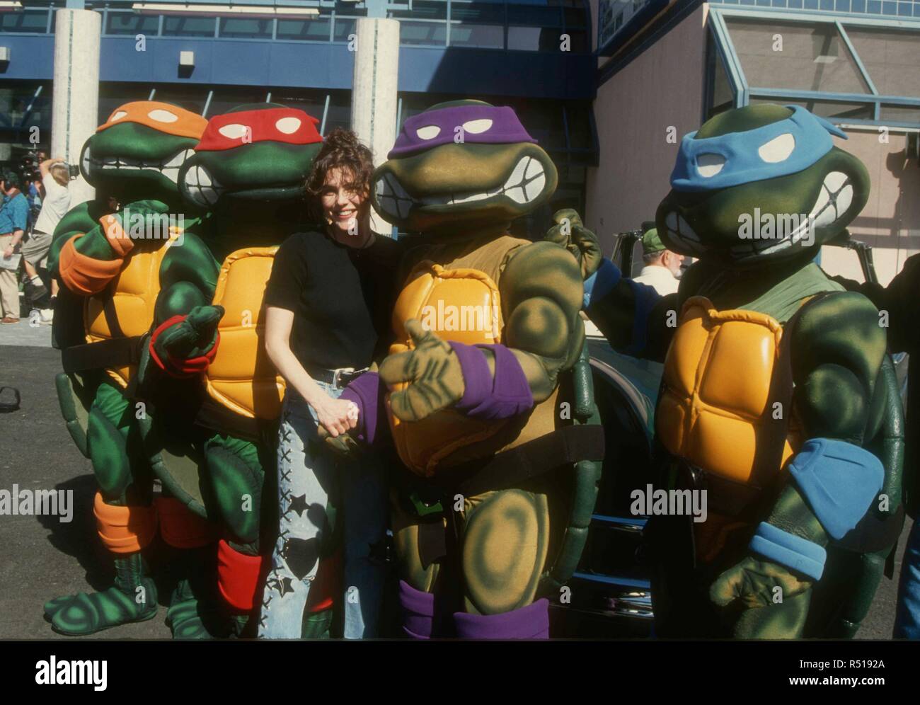 UNIVERSAL CITY, CA - MARCH 6: Actress Paige Turco attend 'Teenage Mutant Ninja Turtles III' Premiere on March 6, 1993 at Cineplex Odeon Cinema in Universal City, California. Photo by Barry King/Alamy Stock Photo Stock Photo