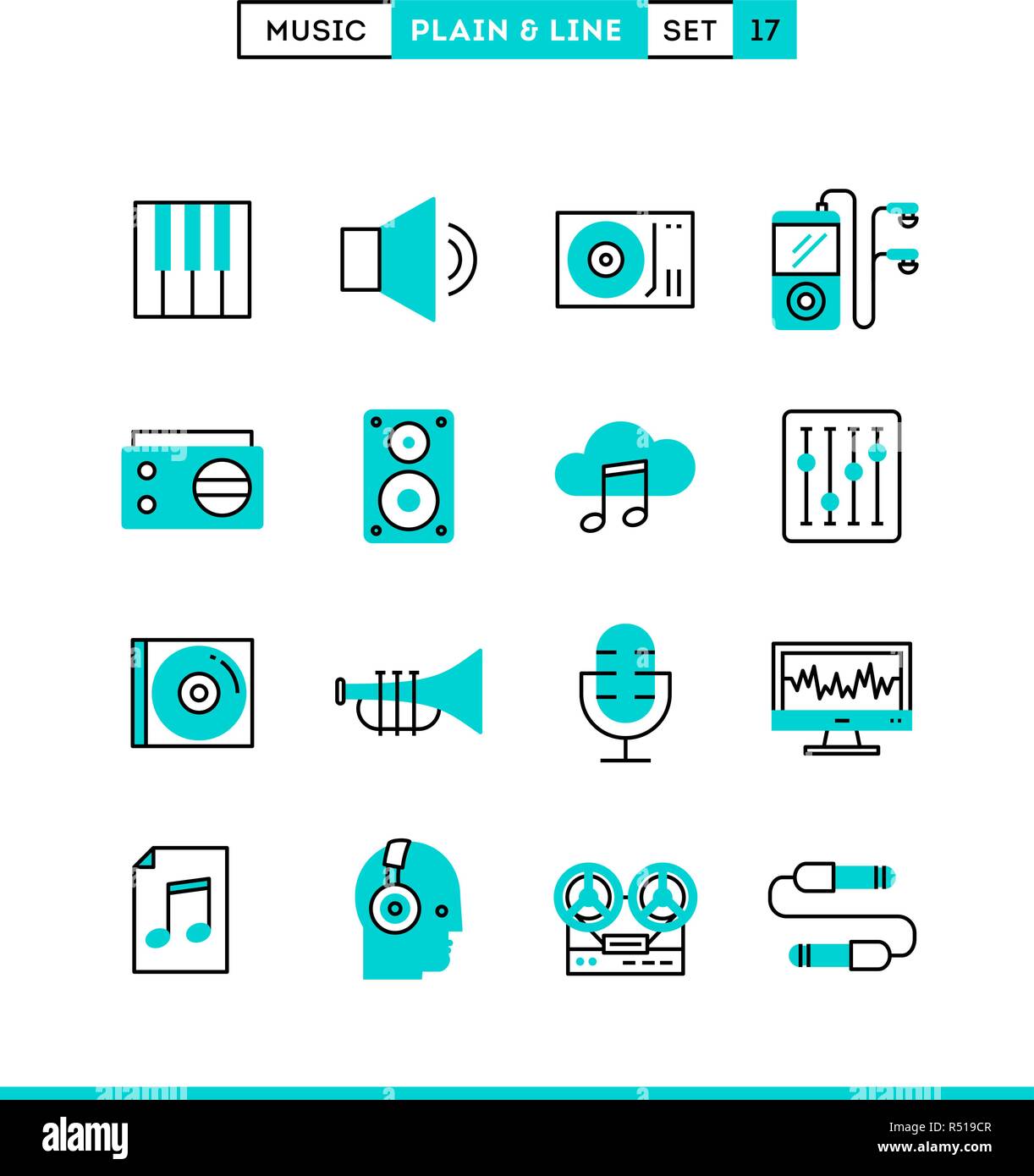 Music, sound, recording, editing and more.  Stock Vector