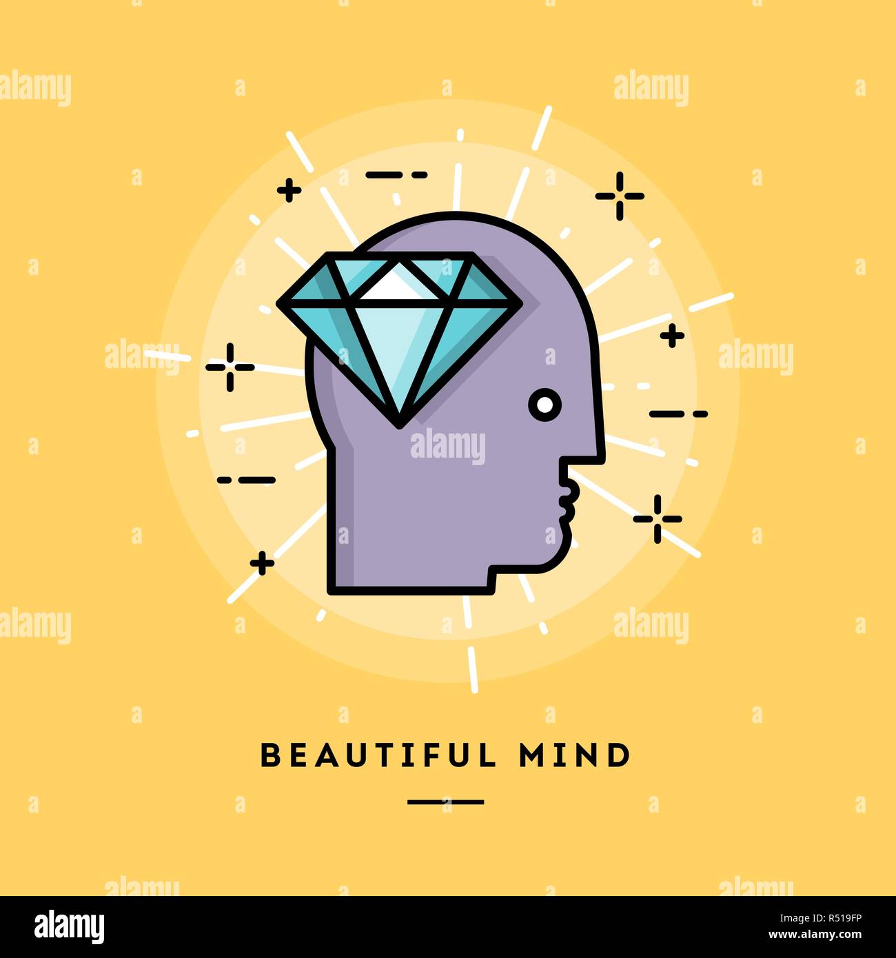 Intellectual excellence, flat design thin line banner Stock Vector