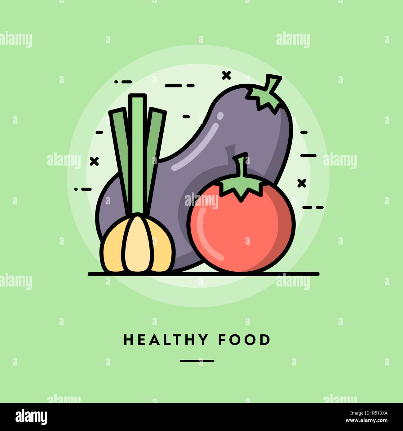 Healthy food, flat design thin line banner Stock Vector Image & Art - Alamy