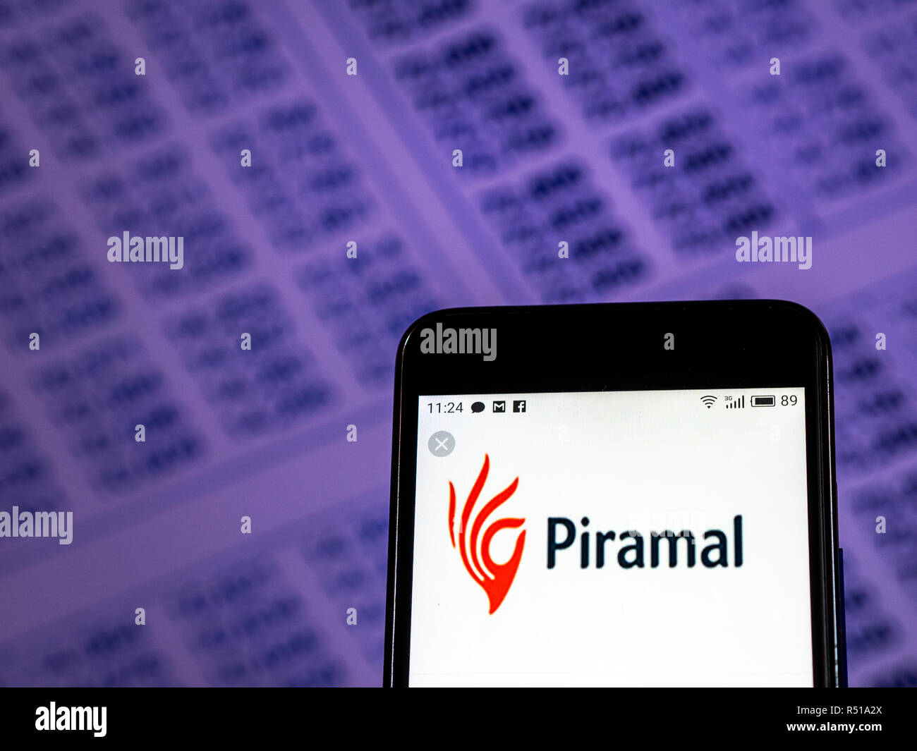 Piramal Enterprises Pharmaceutical company logo seen displayed on smart phone. Stock Photo