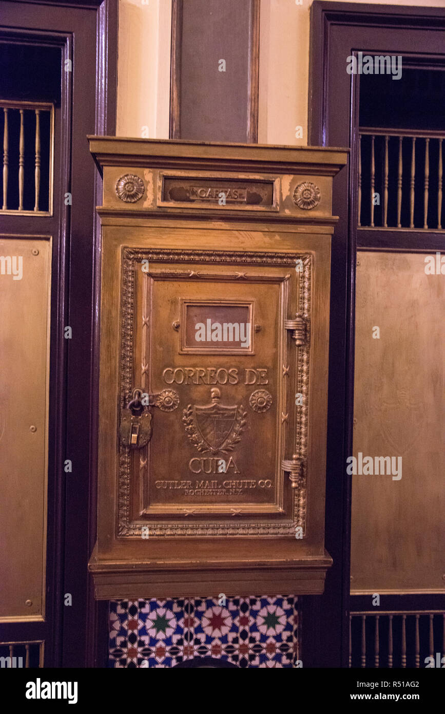 Old mailbox in Hotel Nacional. Stock Photo