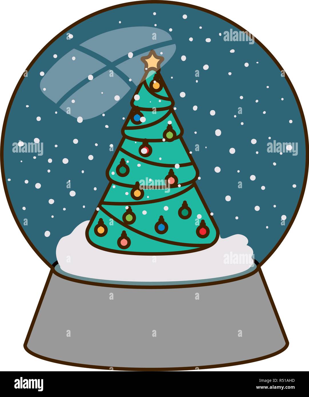 christmas pine in crystal ball isolated icon Stock Vector Image & Art ...