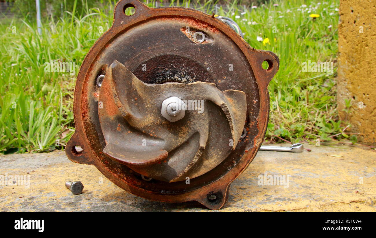 broken impeller on a sewage pump Stock Photo Alamy