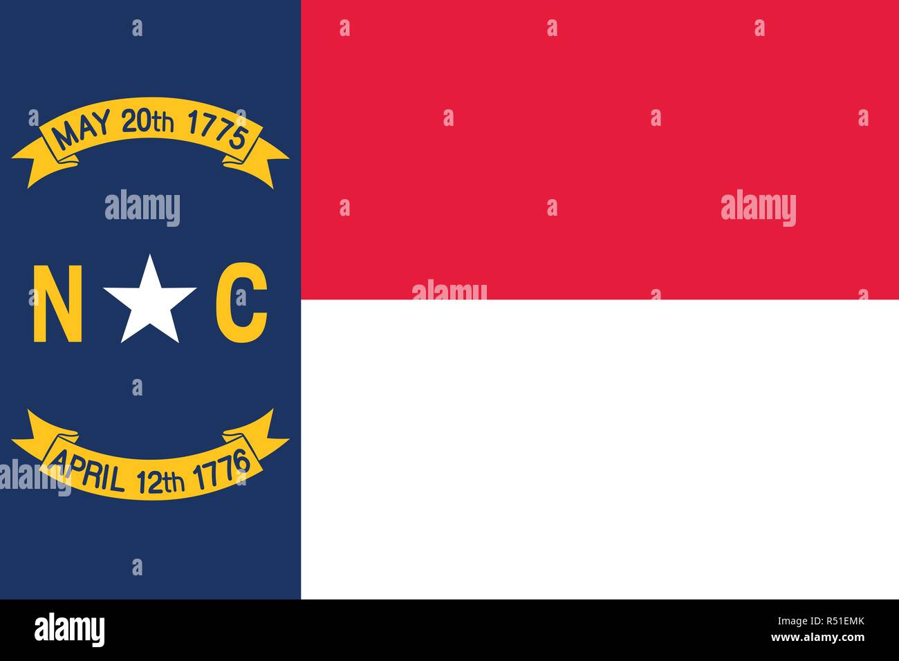 North Carolina vector flag. Vector illustration. United States of America. Raleigh Stock Vector