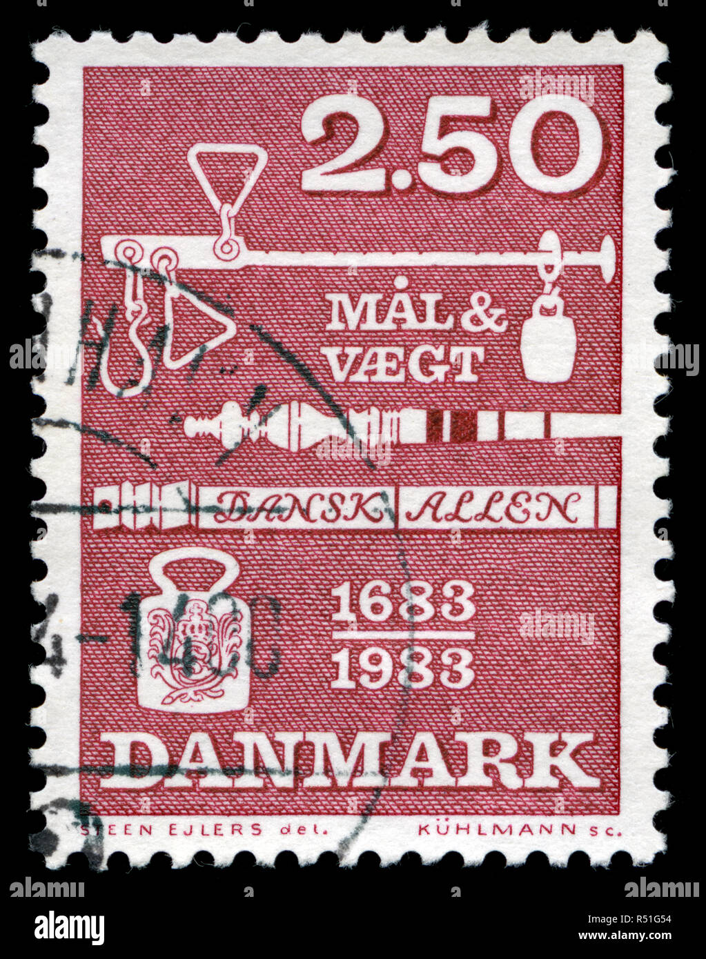 Postage stamp from Denmark in the Weights & Measures Ordinance 300th.Anniv. series issued in