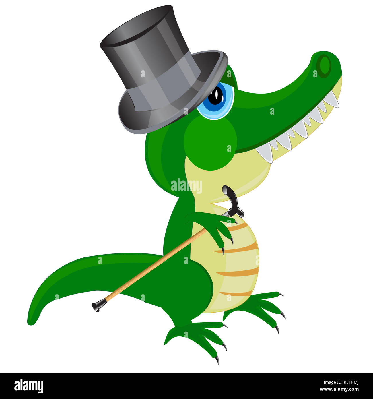 Cartoon of the crocodile in hat Stock Photo - Alamy