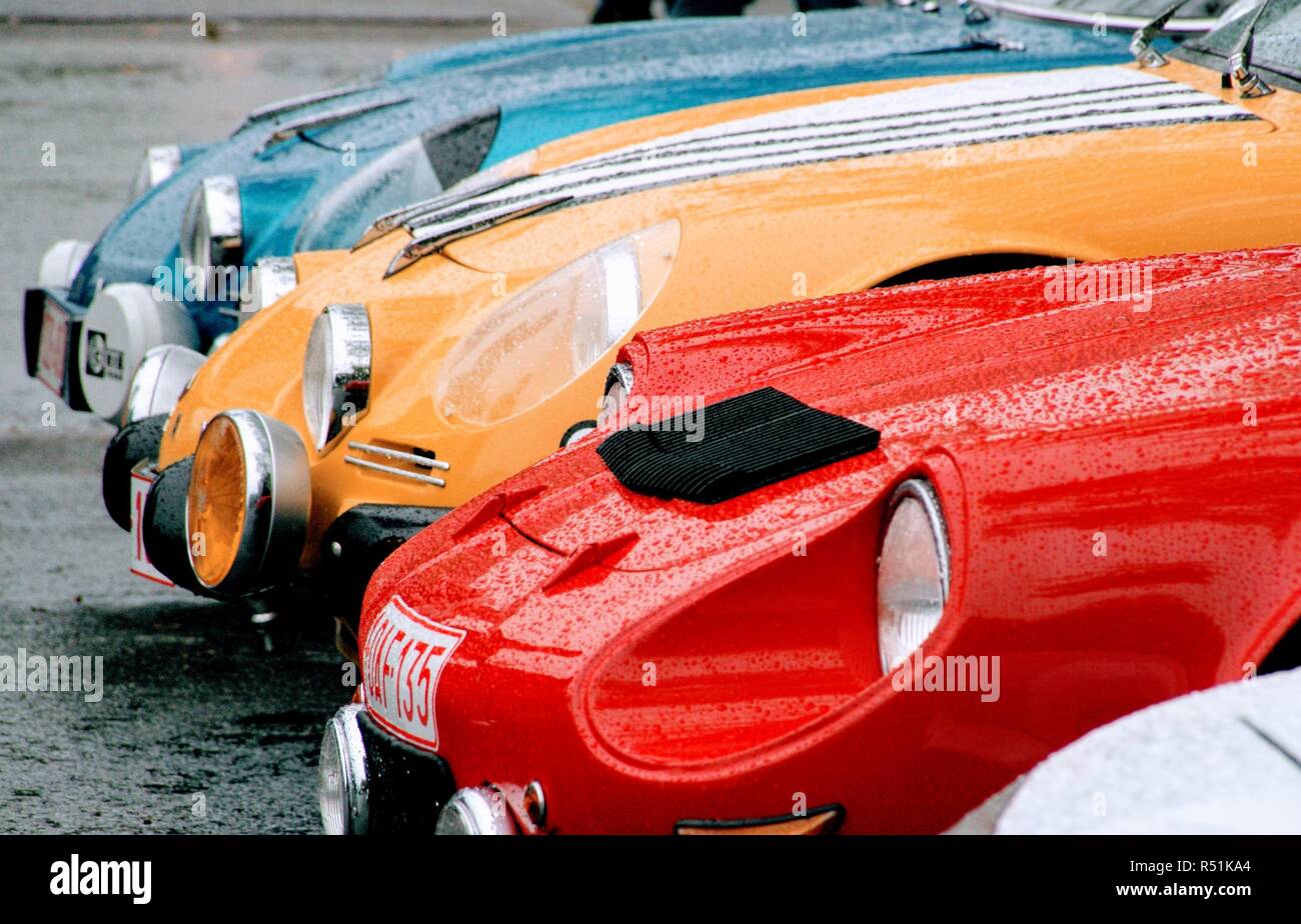 Colorful Iconic Renault Alpine Cars Stock Photo