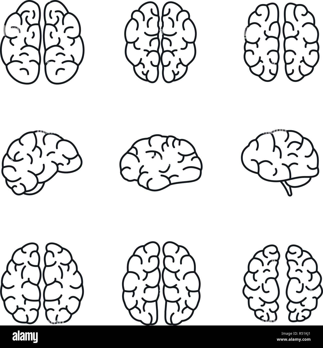 Brain Mind Icon Set Outline Set Of Brain Mind Vector Icons For Web Design Isolated On White Background Stock Vector Image Art Alamy