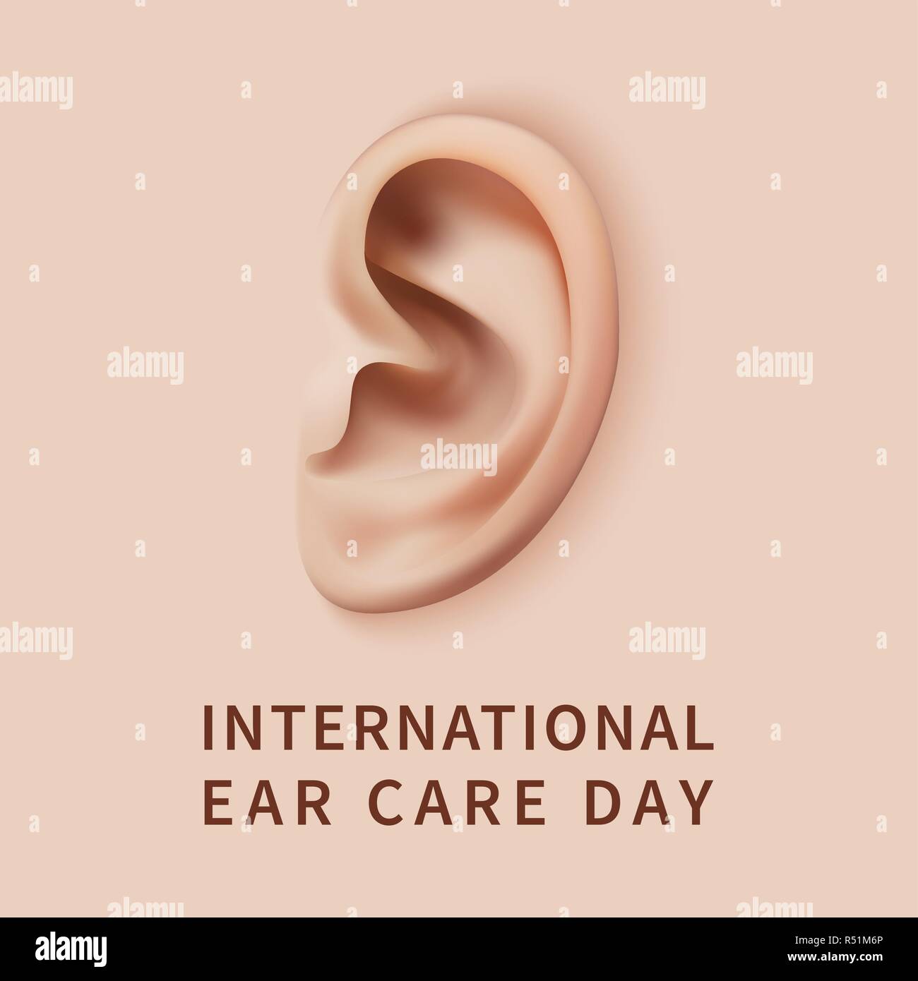 Ear care day concept background. Realistic illustration of ear care day