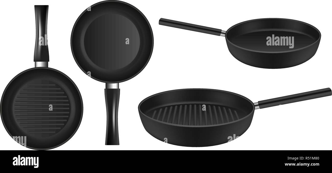 Griddle icon set. Realistic set of griddle vector icons for web design