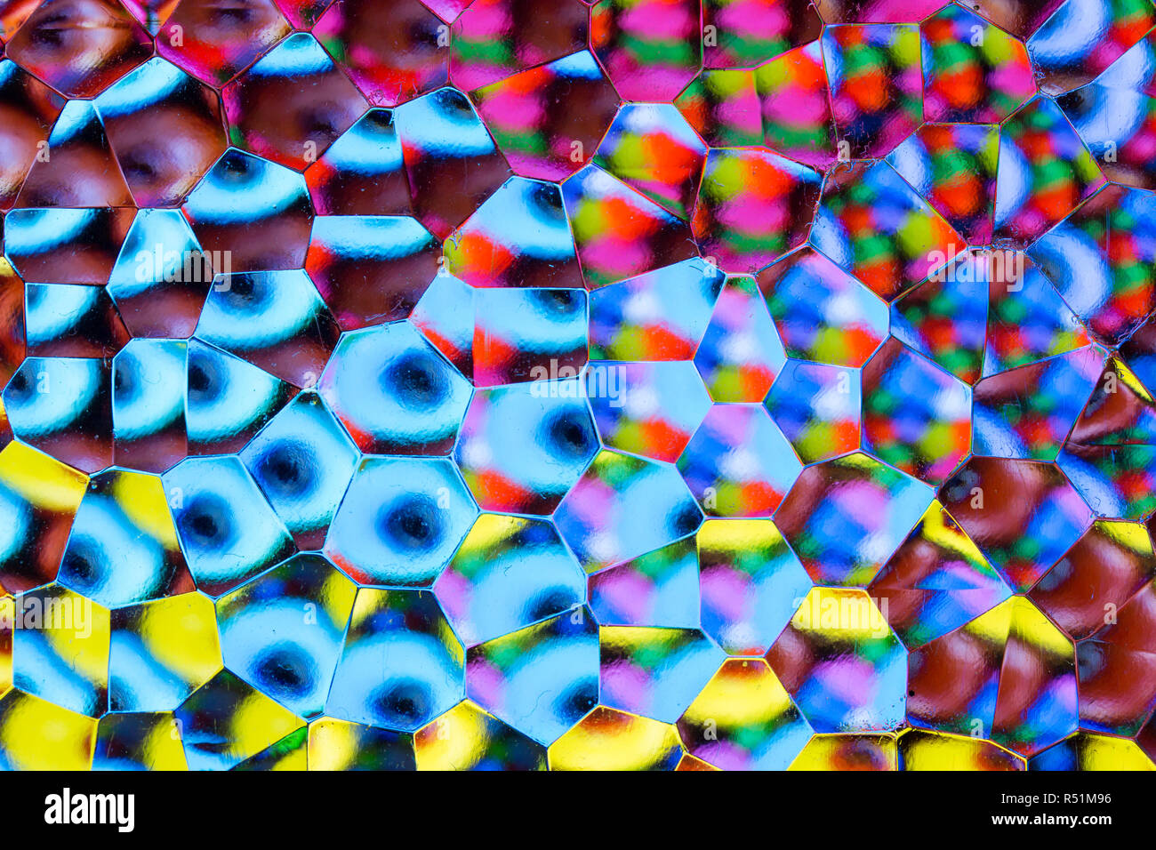 Extreme close up abstract colourful background through frosted glass Stock Photo