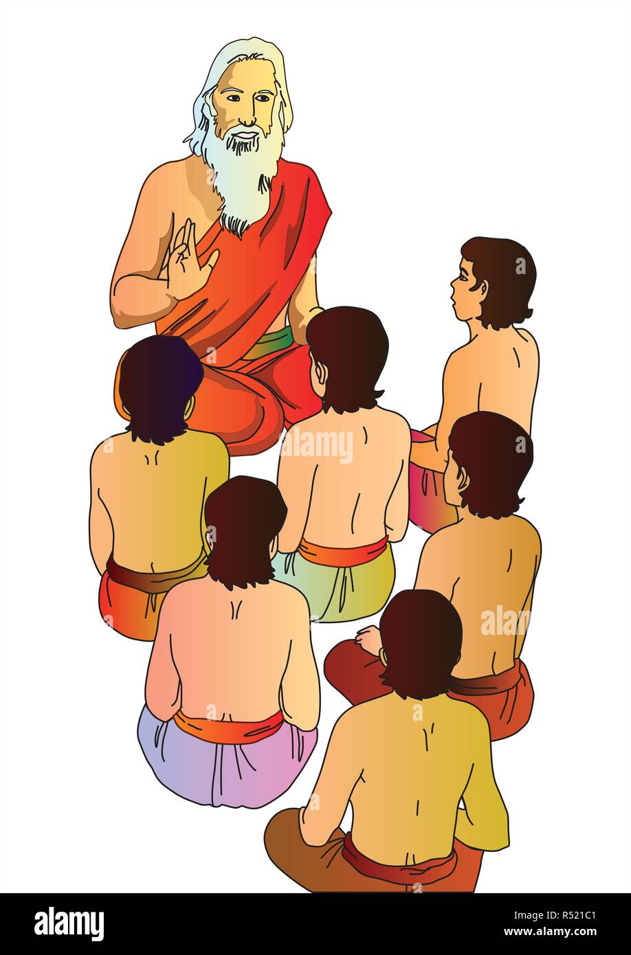 Indian Master and Students Stock Vector