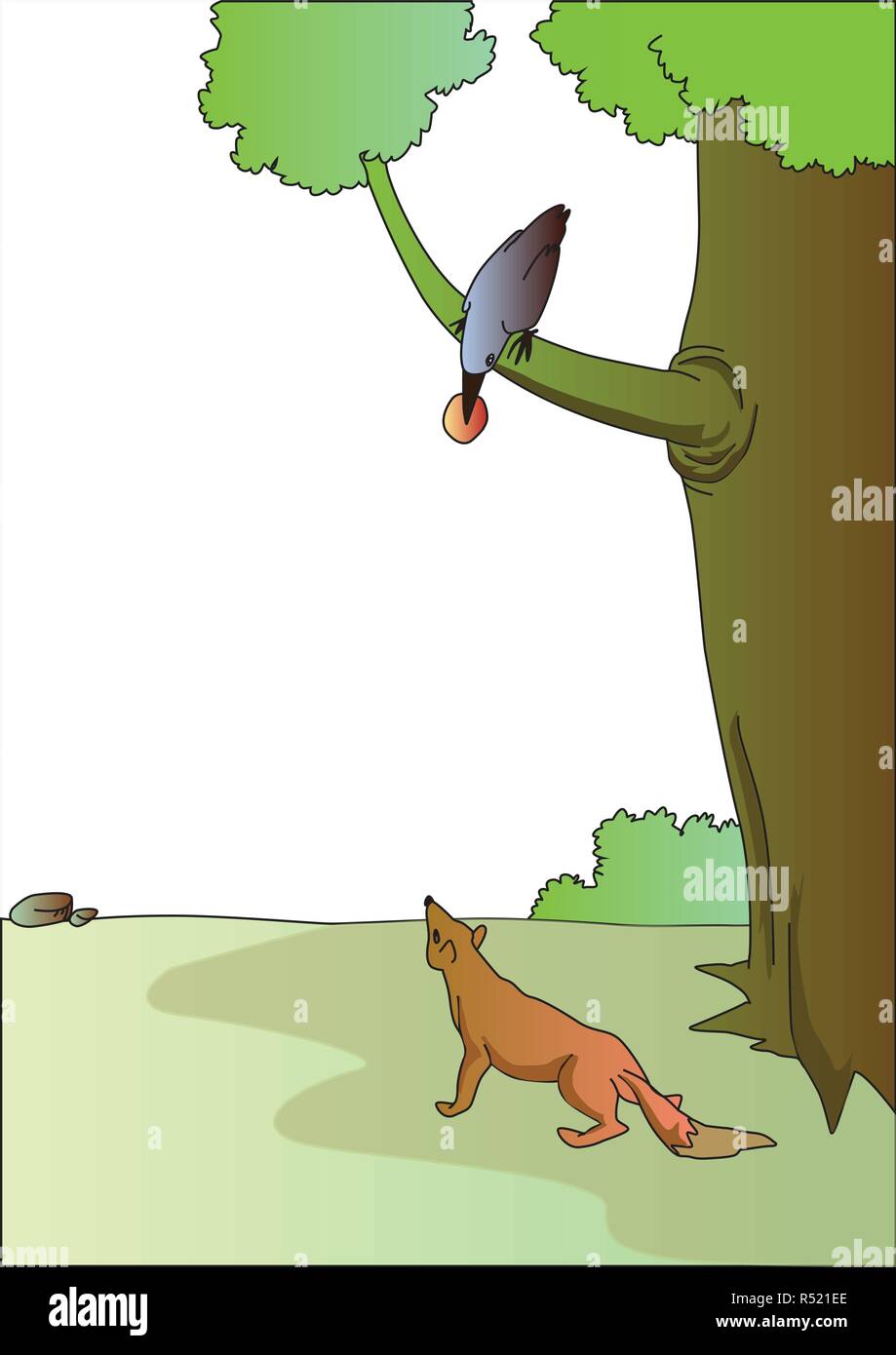 Simple Le Corbeau Et Le Renard Dessin Facile Crow vector vectors hi-res stock photography and images - Alamy