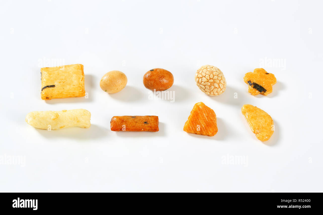 Japanese peanut and rice crackers Stock Photo Alamy