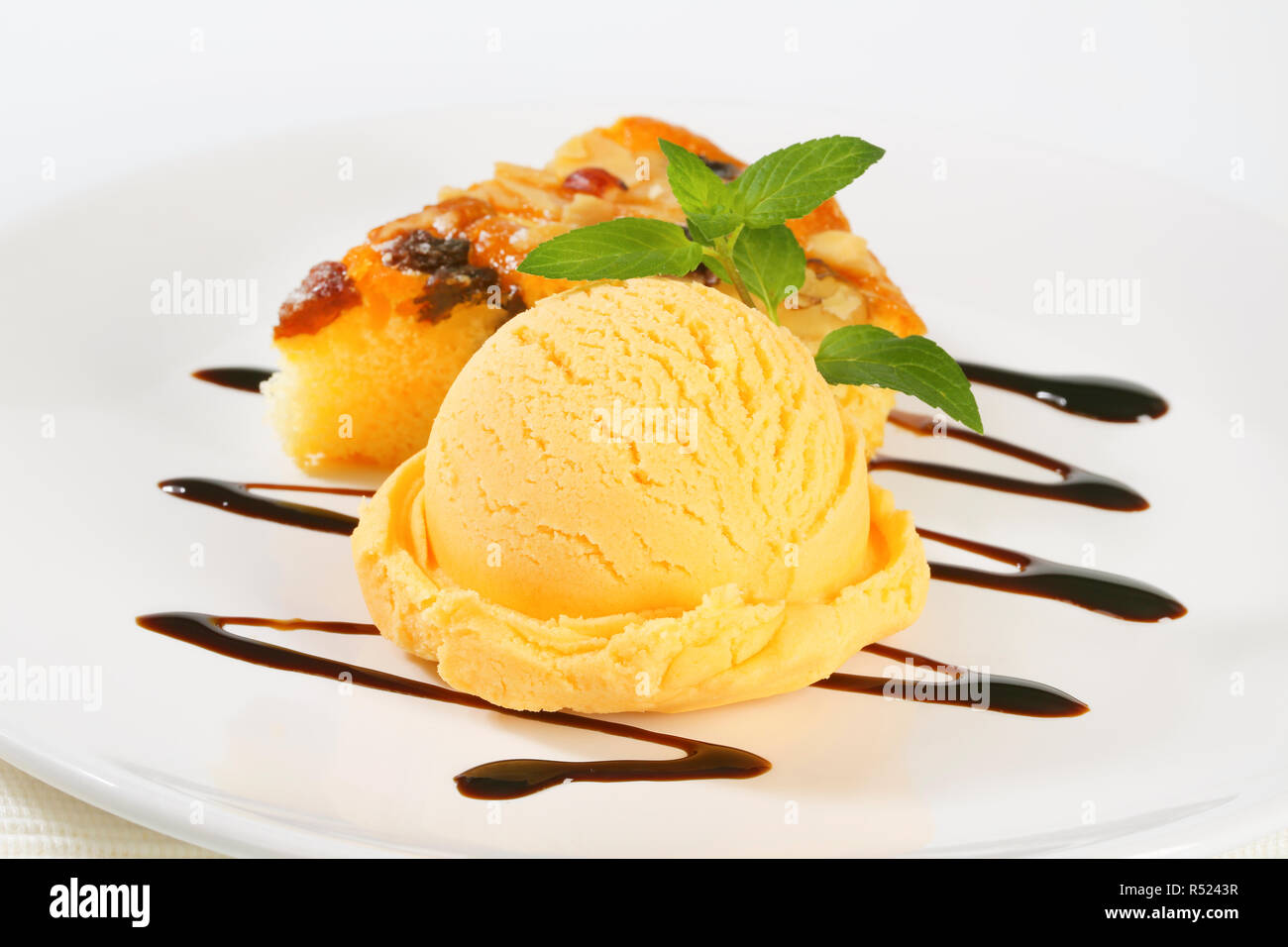 Sponge cake with ice cream Stock Photo Alamy