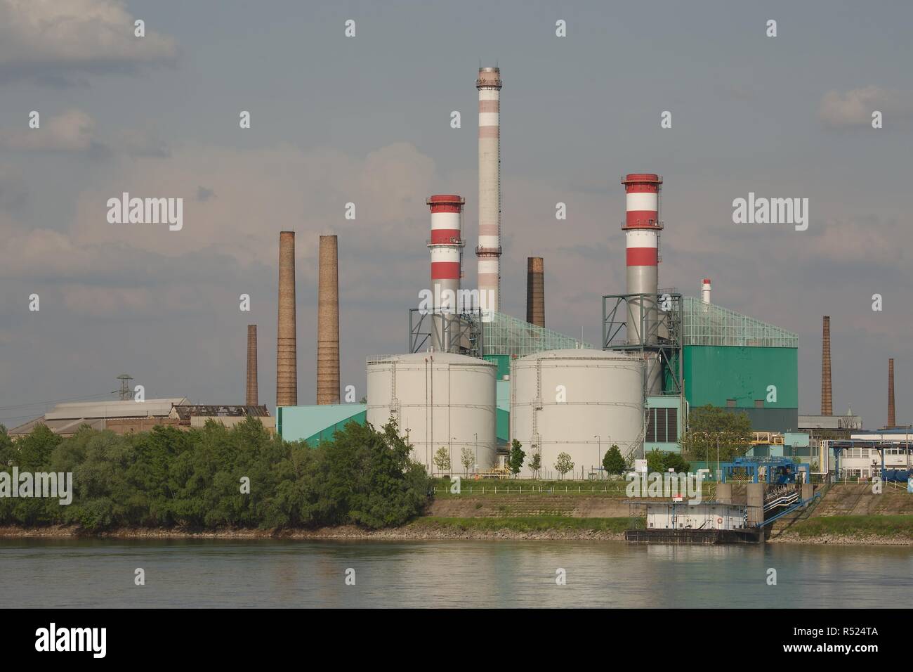 Industrial Facilities by the river Stock Photo Alamy