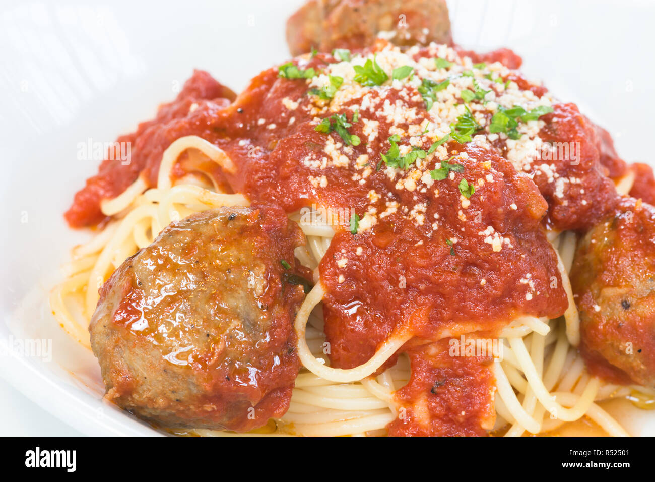 Beef and lamb meatball pasta Stock Photo Alamy