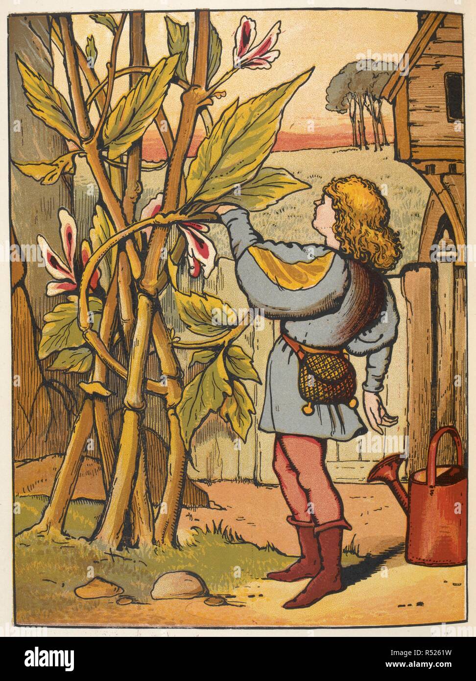 Jack about to climb the beanstalk. Jack and the Beanstalk. London