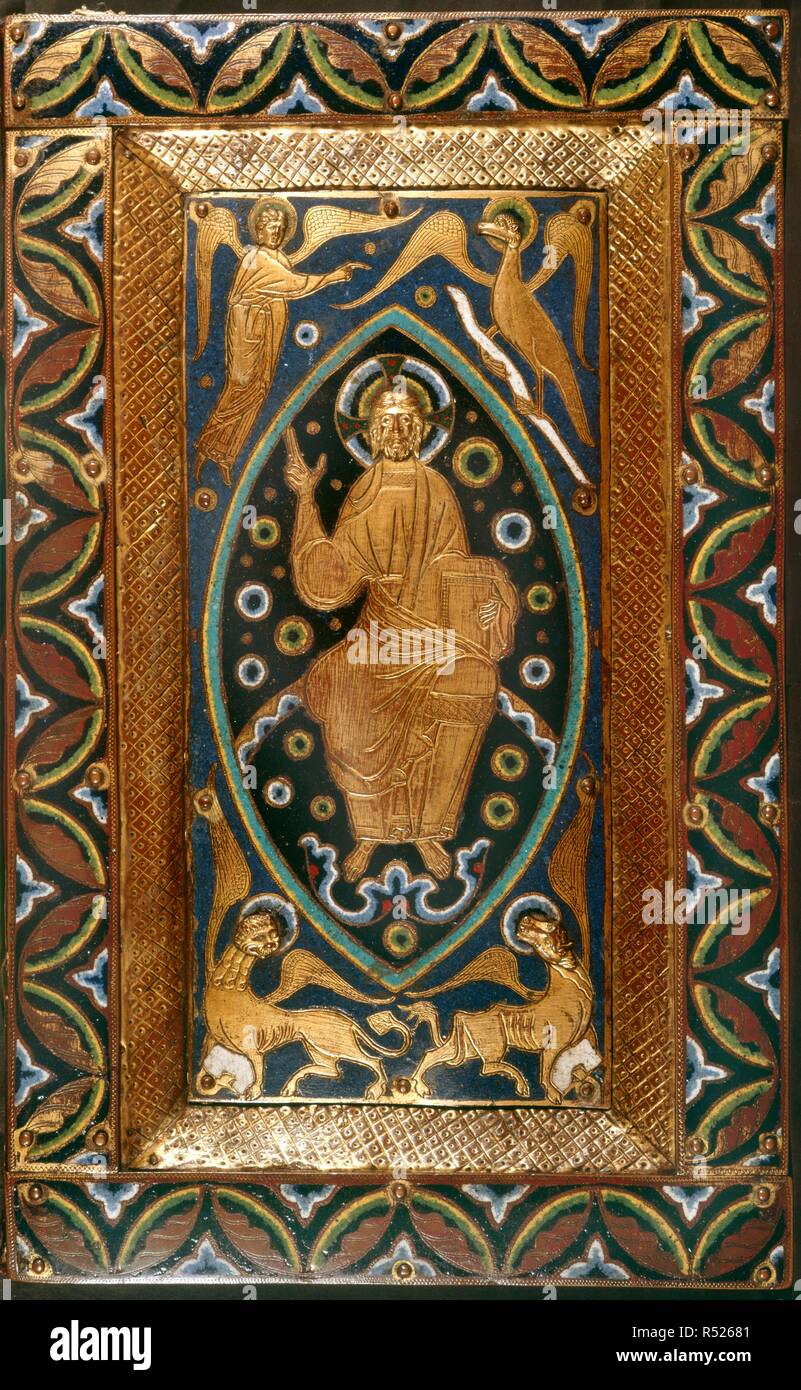 Decorated front cover of 'The Gospels of St. Luke and St. John'. THE Gospels of St. Luke and St. John in Latin. Late 12th-Early 13th century. Source: Add. 27926, front binding. Stock Photo