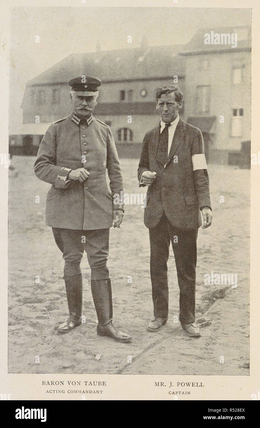 Baron Von Taube, acting commandant and Mr J. Powell, Captain (representing the prisoners). Ruhleben internment camp was a civilian detention camp during the First World War. The camp was originally a harness racing track. The Ruhleben Prison Camp: a record of nineteen months' internment ... With twenty-six illustrations and a plan. London : Methuen & Co., 1917. Source: 9083.f.32. Author: Cohen, Israel. Stock Photo