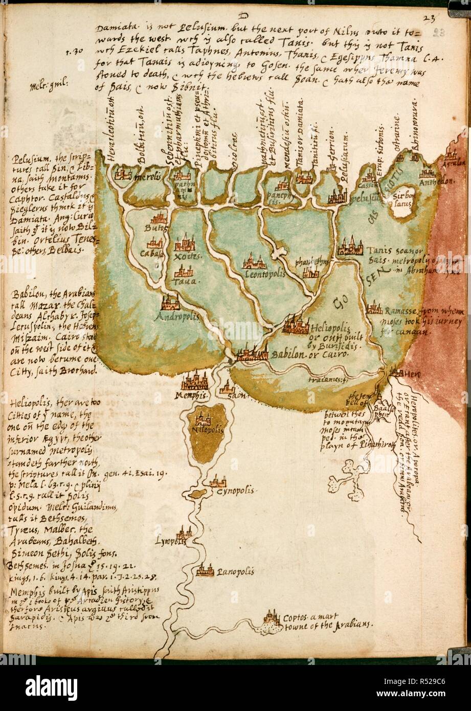 Map Of Lower Egypt Notebook Of Sir Walter Raleigh England Circa 1606 1608 Whole Folio Part Of Raleigh S Historical Gazeteer Of The Middle East With A Map Of Lower Egypt And The Nile