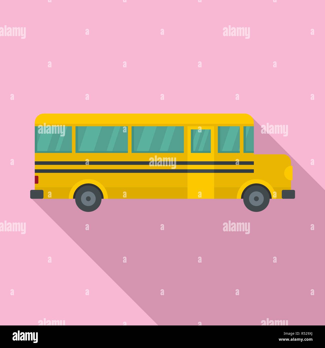 Side of school bus icon. Flat illustration of side of school bus vector icon for web design Stock Vector