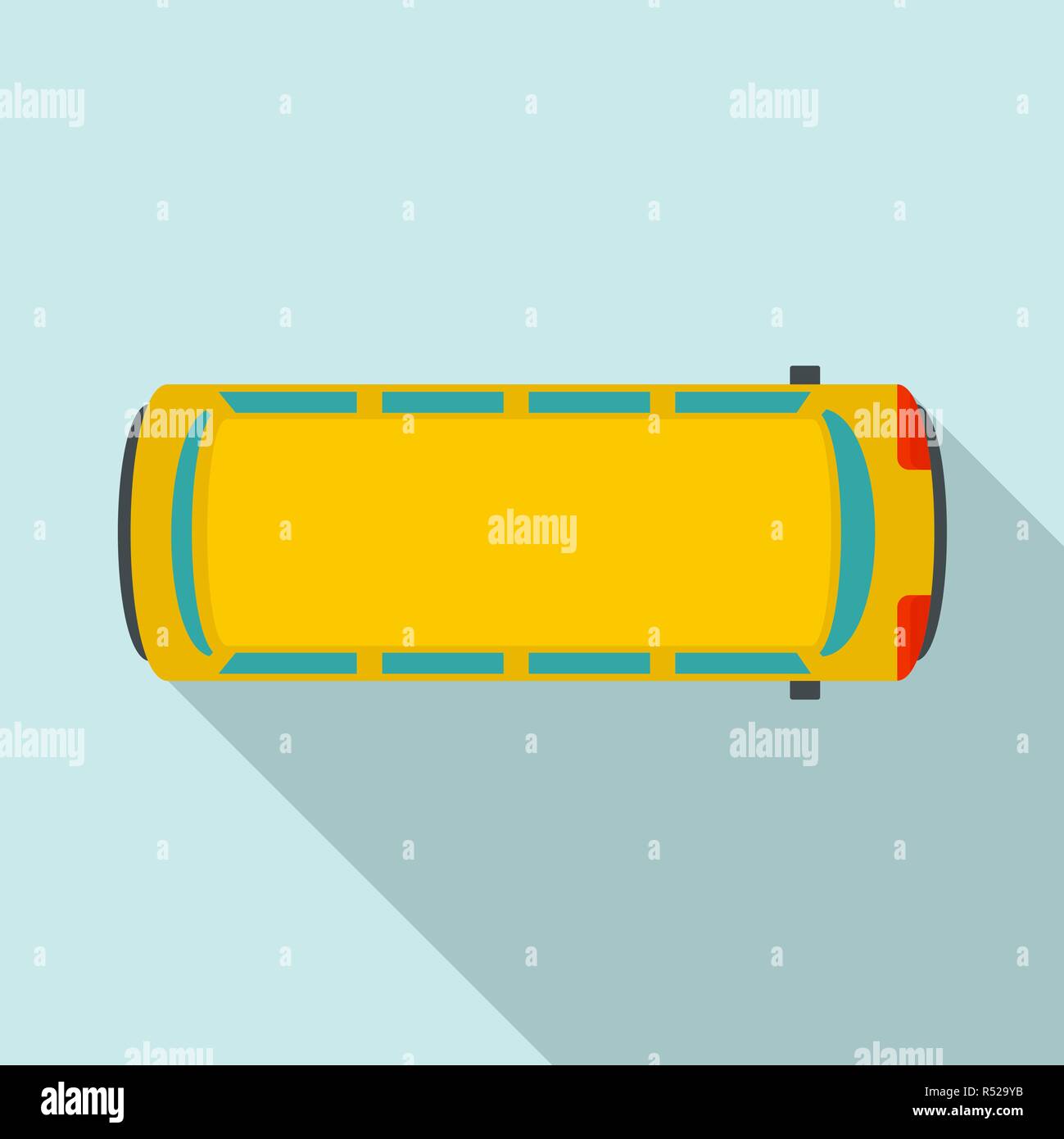 Top view school bus icon. Flat illustration of top view school bus vector icon for web design Stock Vector