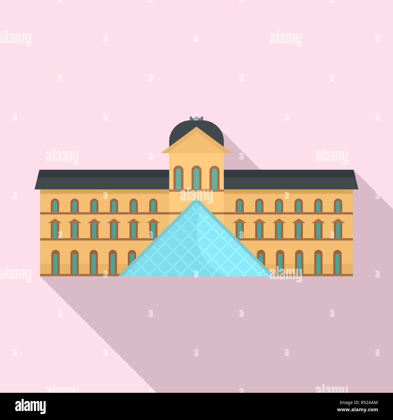 Central paris building museum icon. Flat illustration of central paris building museum vector icon for web design Stock Vector