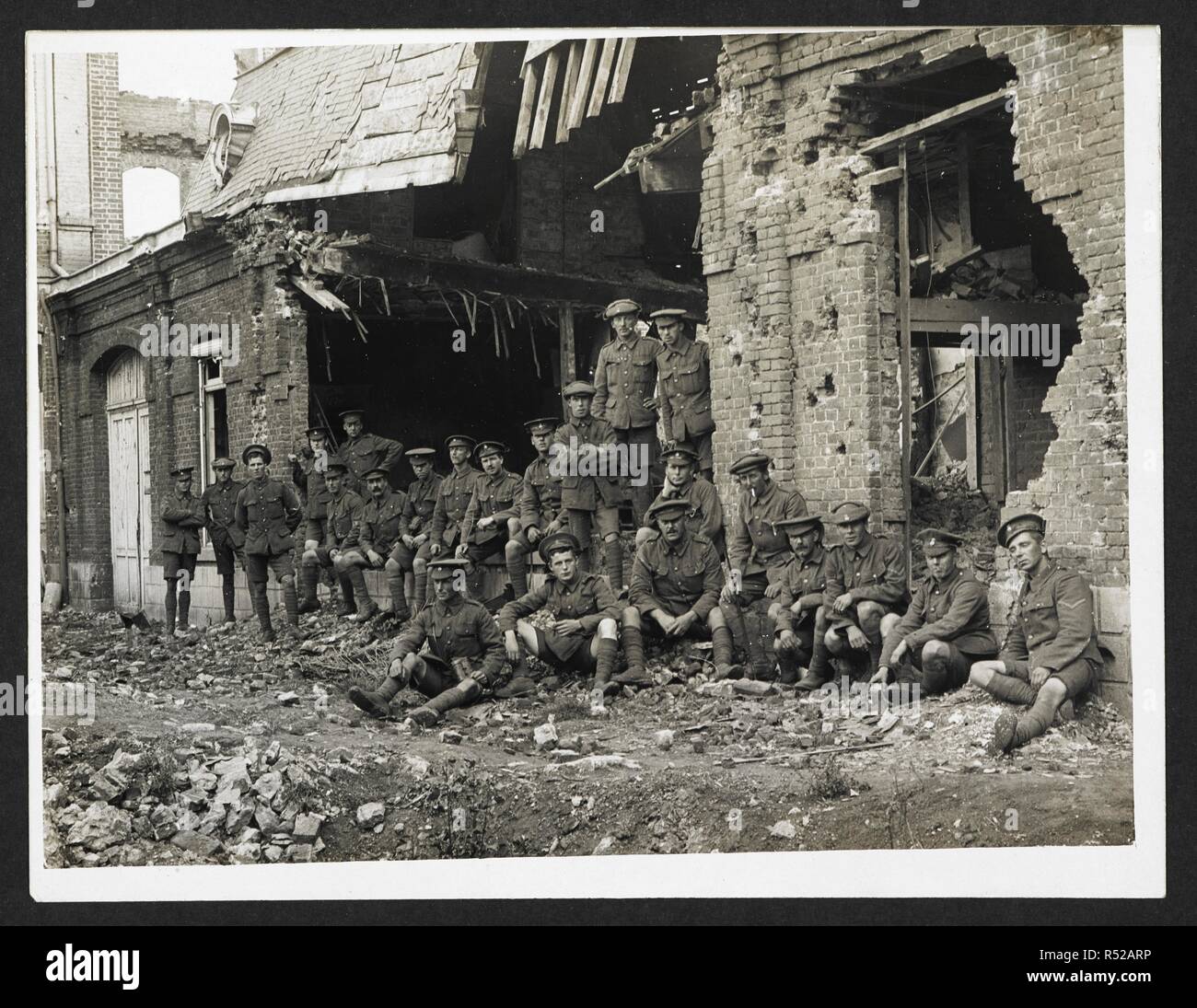 Scene in a heavily shelled village [Laventie, France]. 4 August 1915 ...