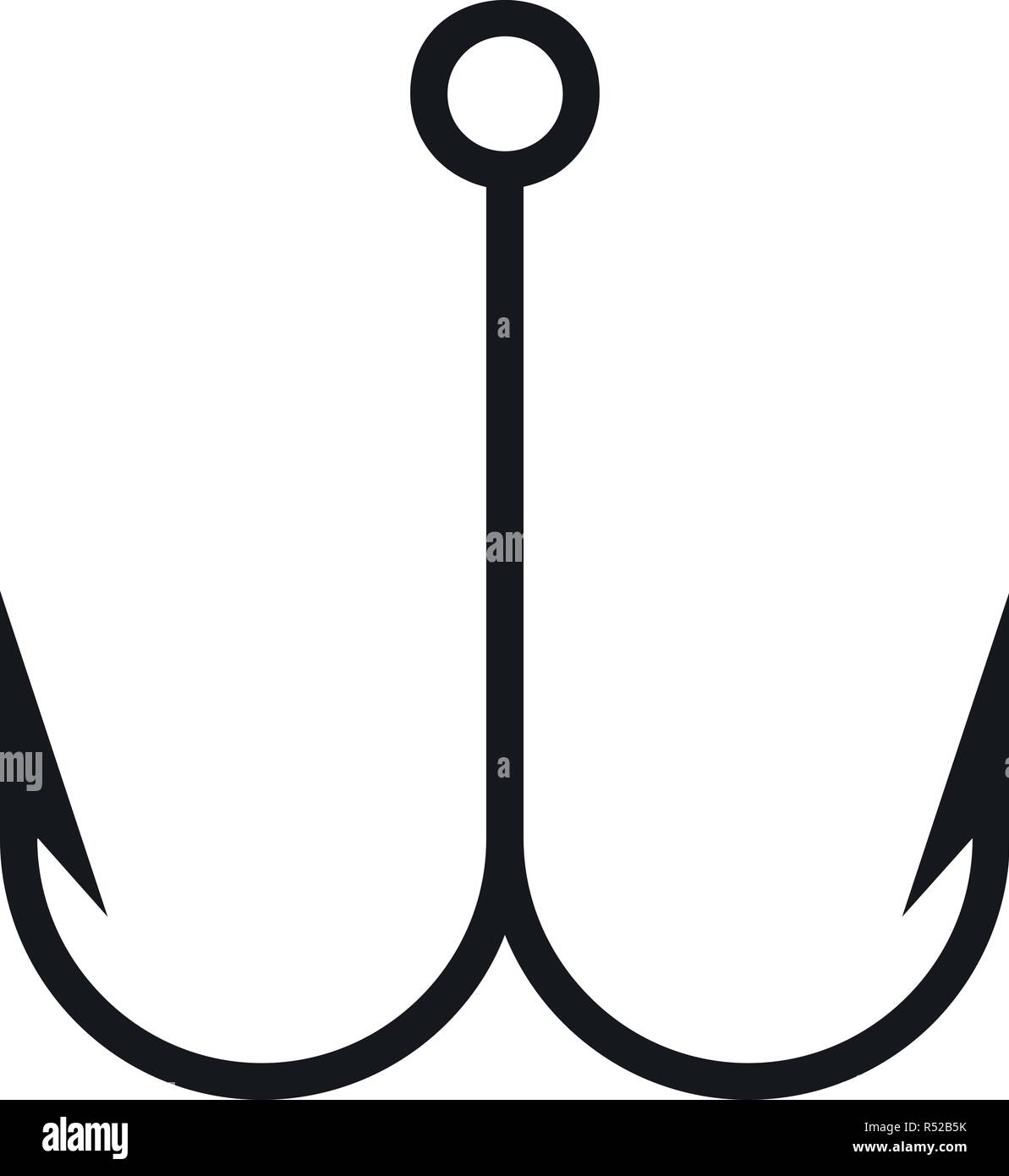 Double fish hook icon. Simple illustration of double fish hook