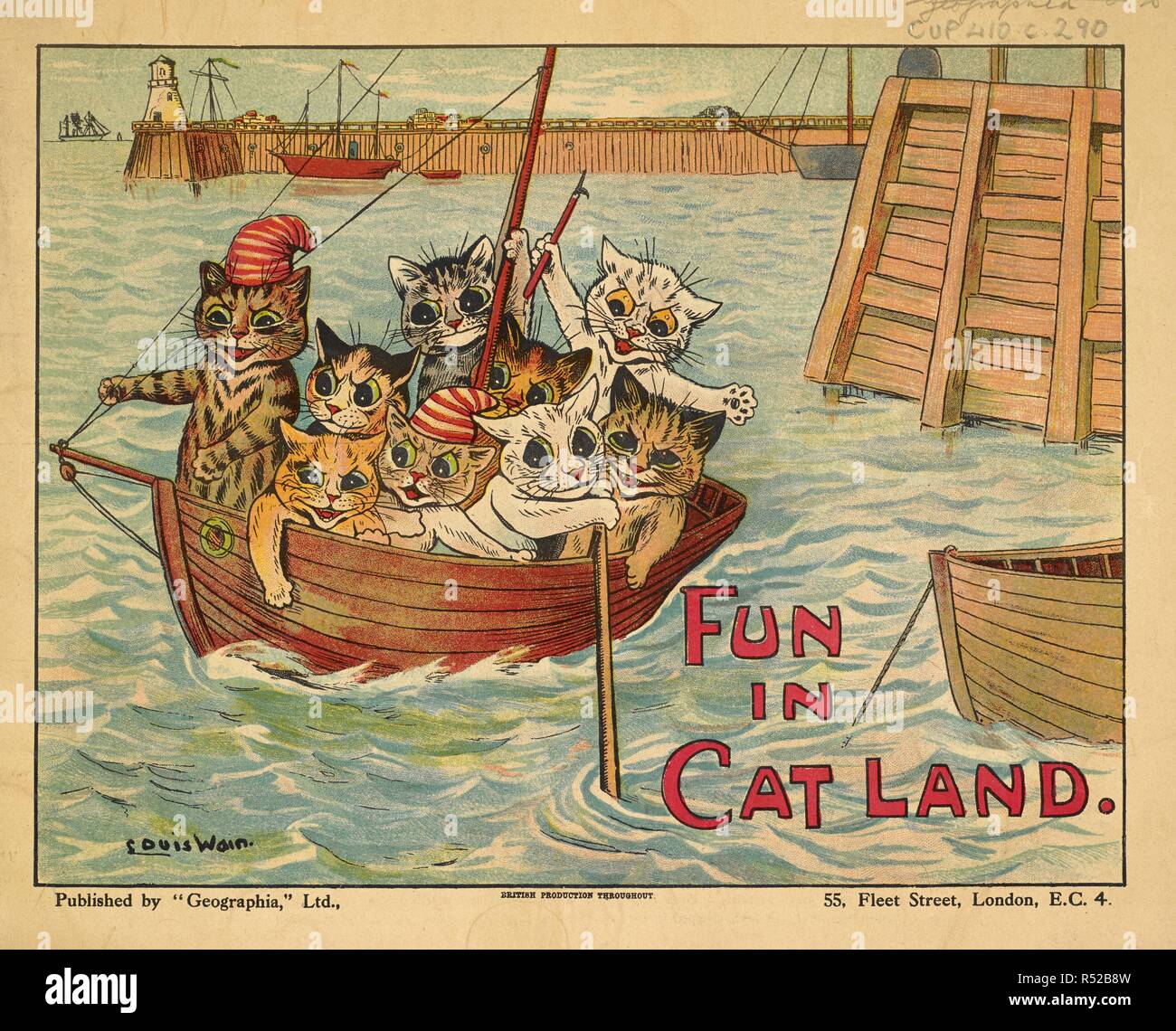 Cats in a boat. Fun in catland. London Geographia, [1919?]. Source