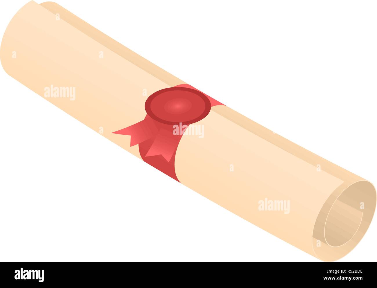 Graduated school diploma paper icon. Isometric of graduated school ...