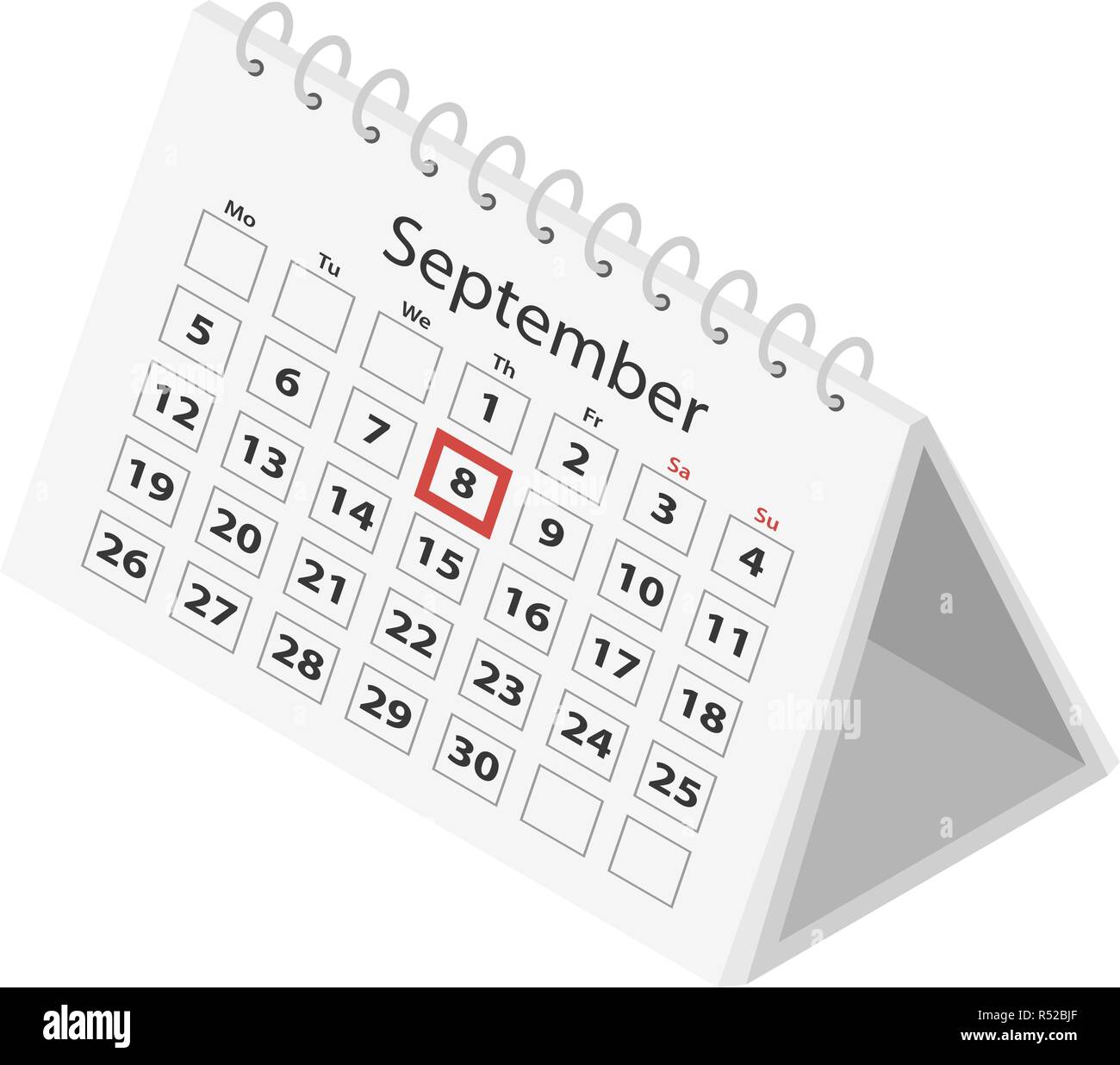 Desktop business calendar september icon. Isometric of desktop business calendar september vector icon for web design isolated on white background Stock Vector
