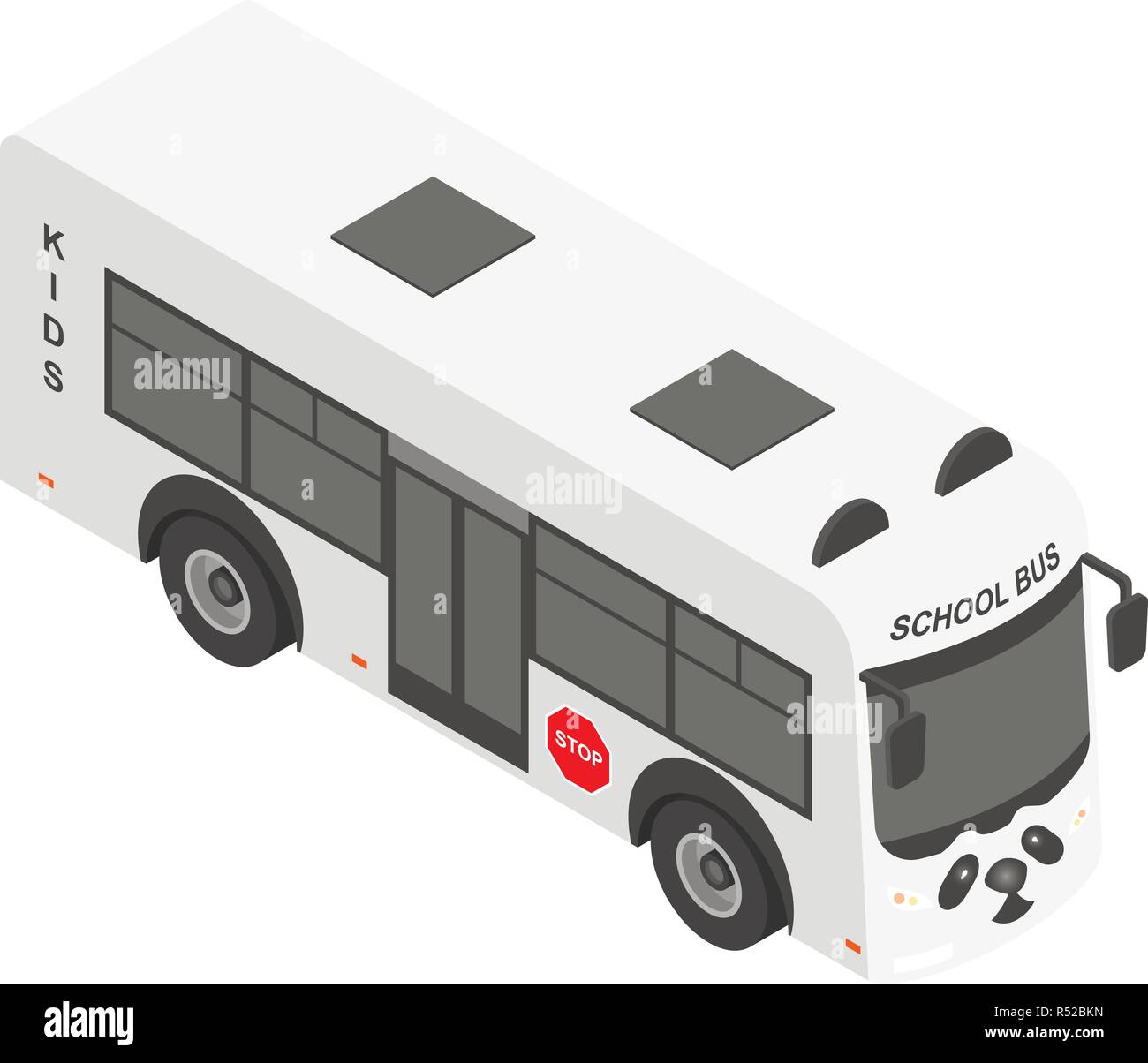 Panda school bus icon. Isometric of panda school bus vector icon for