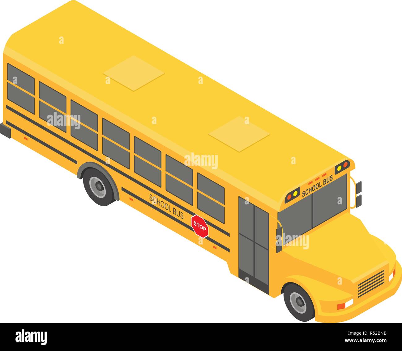 American school bus icon. Isometric of american school bus vector icon for web design isolated on white background Stock Vector