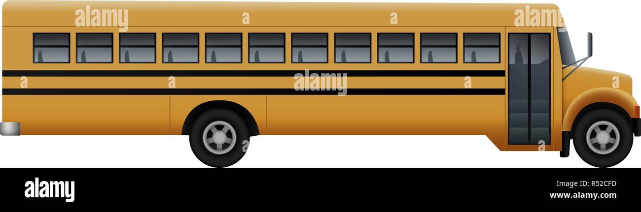 Door side of school bus mockup. Realistic illustration of door side of school bus vector mockup for web design isolated on white background Stock Vector