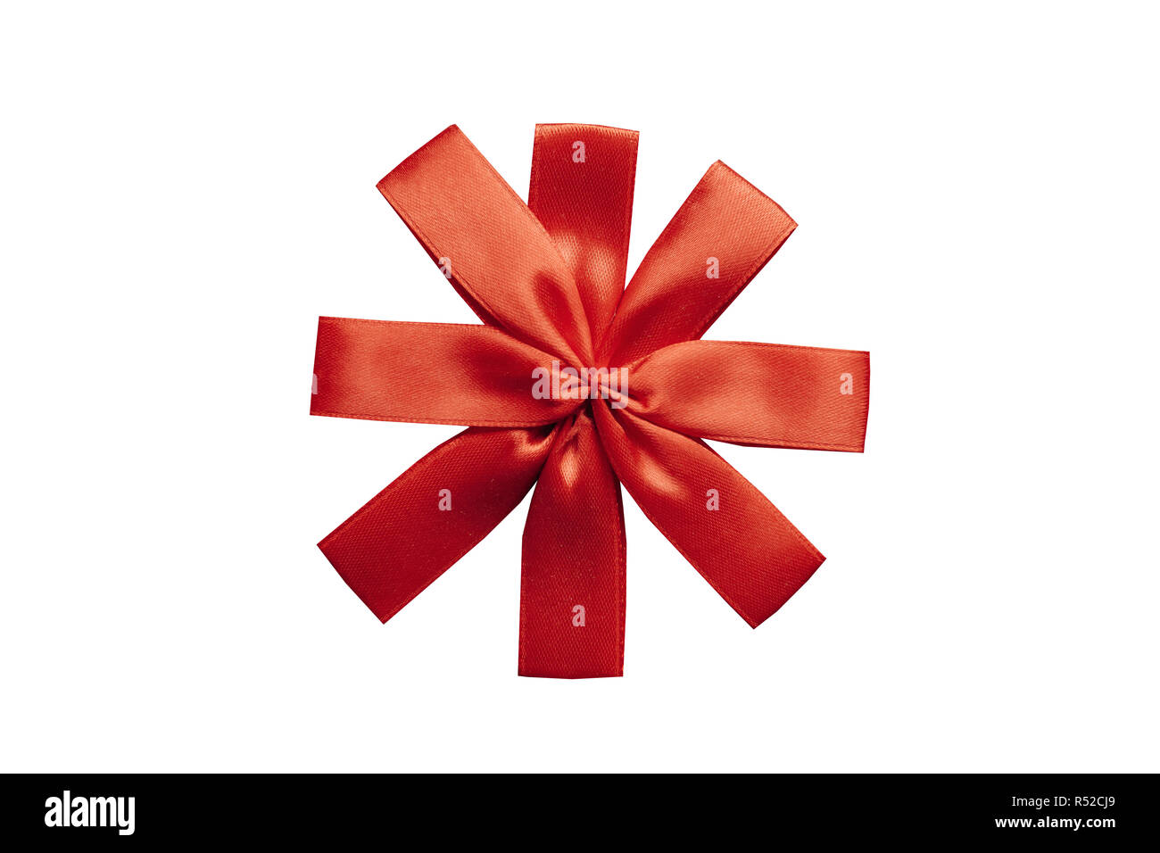 Red bow on gift box top view isolated on white background Stock Photo ...