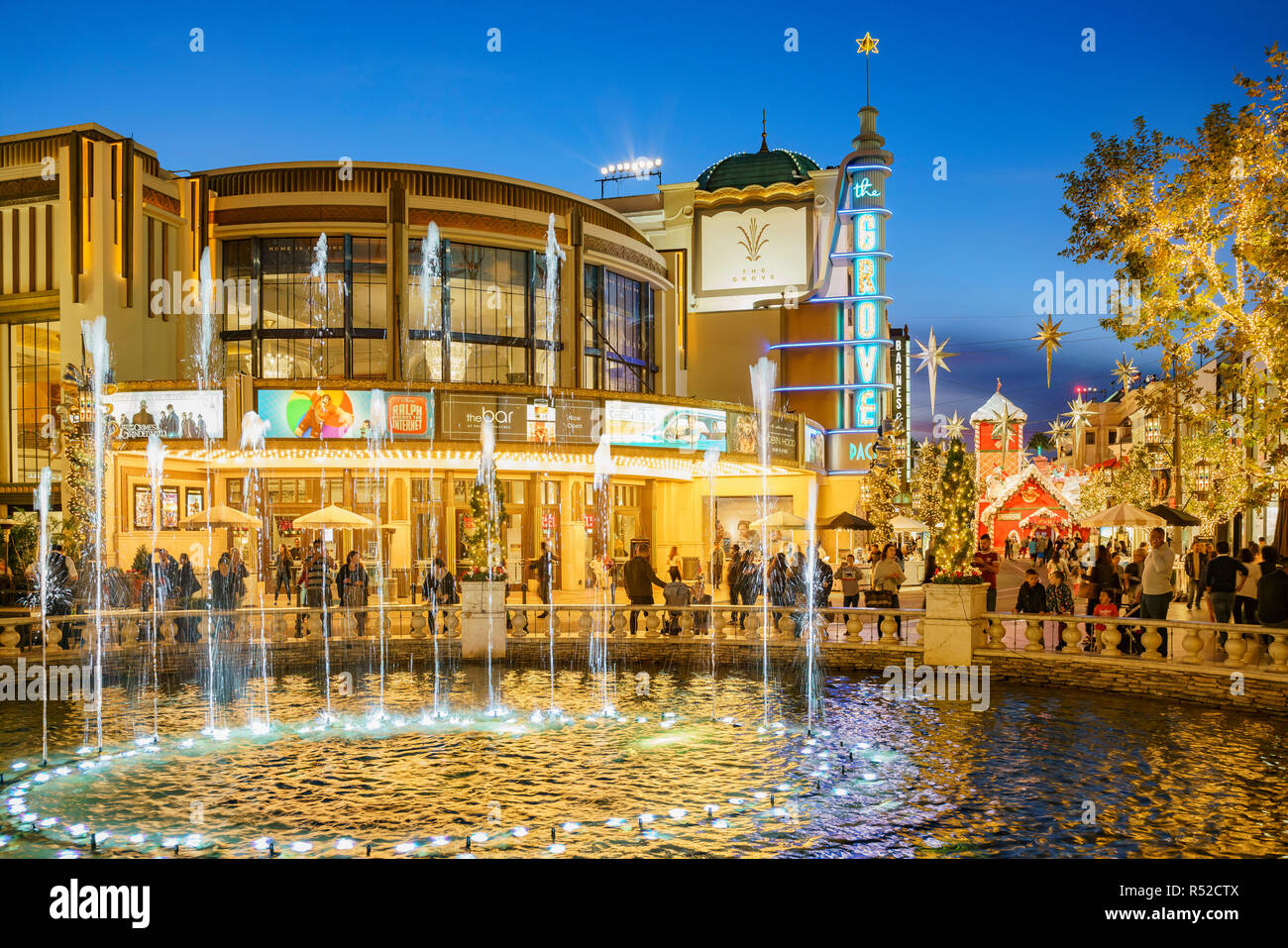 Los Angeles, NOV 27: Night view of the Dancing Fountain in the Grove on ...