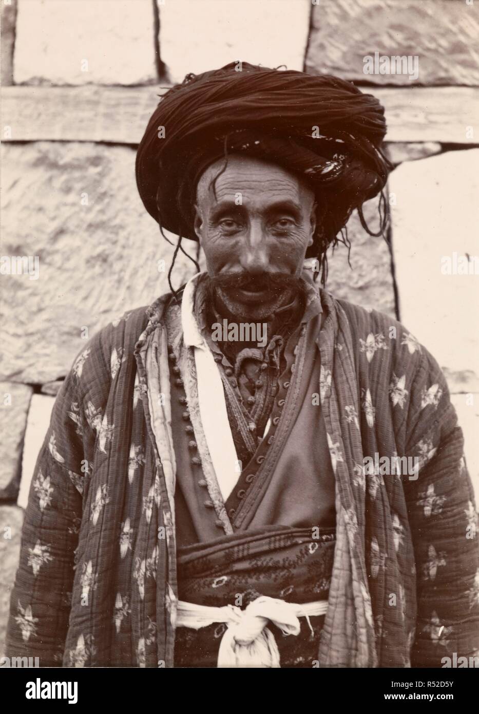 Chief of the Sipkanli Kurds. Curzon Collection: Album Of Armenian And Turkish V. 1893. Portrait of Youssuf Beg, chief of the Sipkanli Kurds. Taken at the village of KÃ¶shk, Autumn 1893. Image taken from Curzon Collection: Album Of Armenian And Turkish Views And Portraits. Originally published/produced in 1893. Source: Photo 430/7(13). Author: Lynch, H. F. B. Stock Photo
