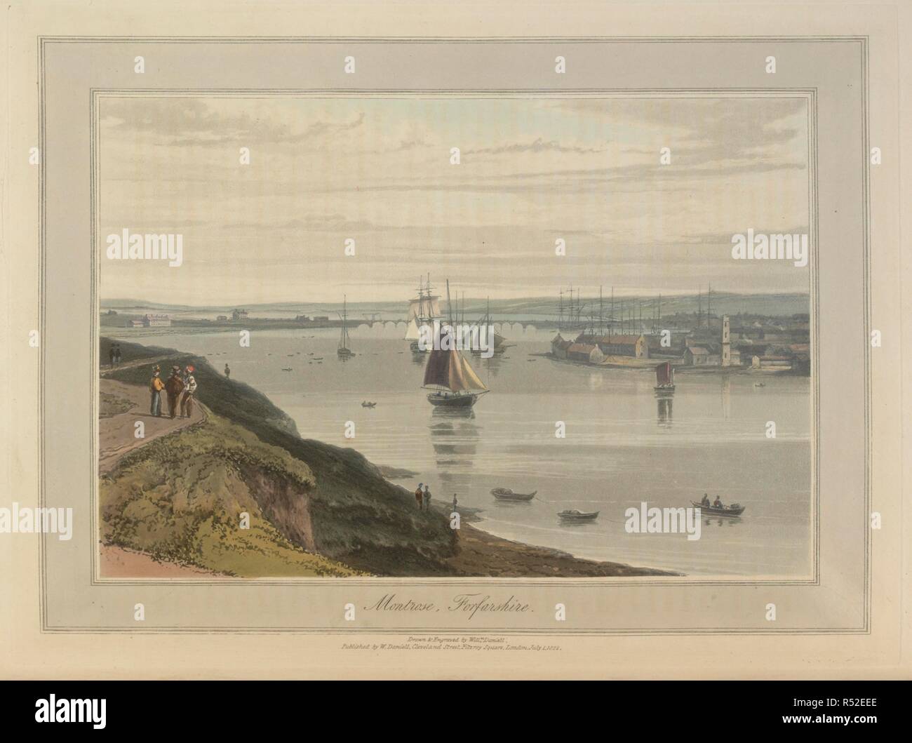 Montrose port and harbour in Forfarshire. The coastline and landscape ...