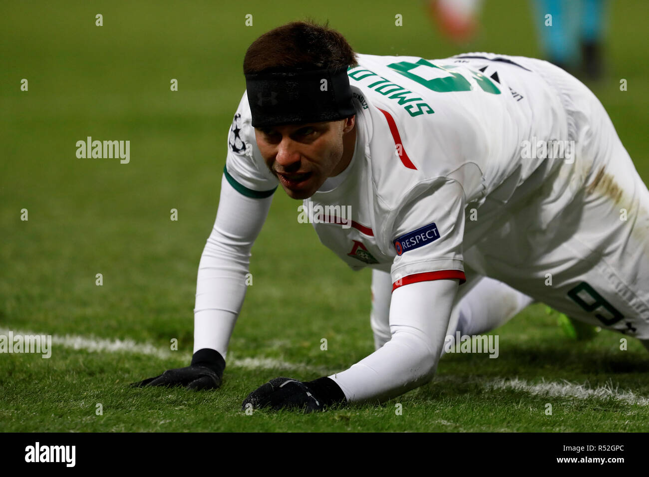 MOSCOW, RUSSIA - NOVEMBER 28: Fedor Smolov of FC Lokomotiv Moscow during the Group D match of the UEFA Champions League between FC Lokomotiv Moscow and Galatasaray at Lokomotiv Stadium on November 28, 2018 in Moscow, Russia. (MB Media) Stock Photo