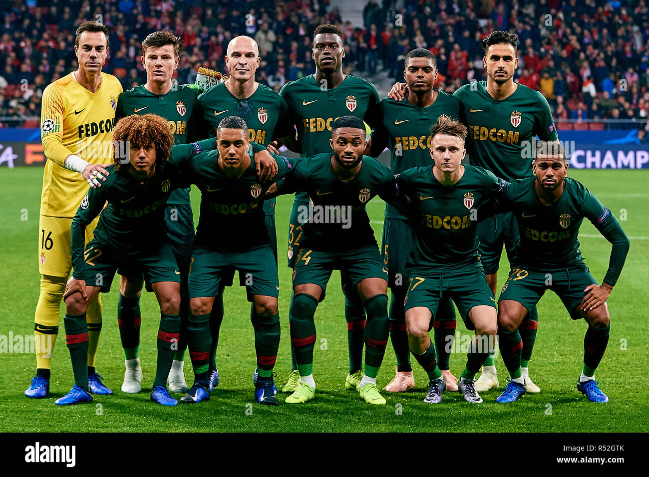 Madrid Spain November 28 As Monaco Line Up Prior To The Group A Match Of The