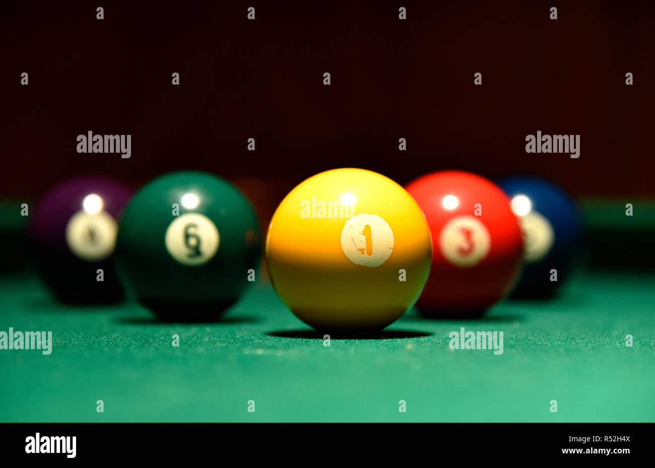 Billiard balls and cue on the pool table pool, ball, table Stock Photo Alamy