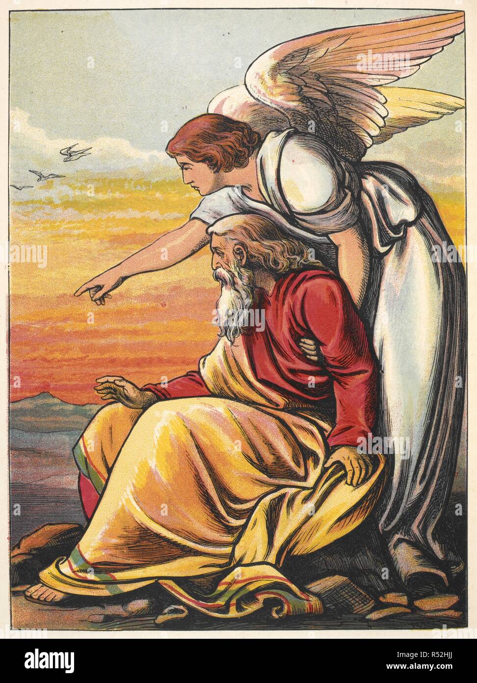 Moses Looking At The Promised Land With An Angel Before He - 