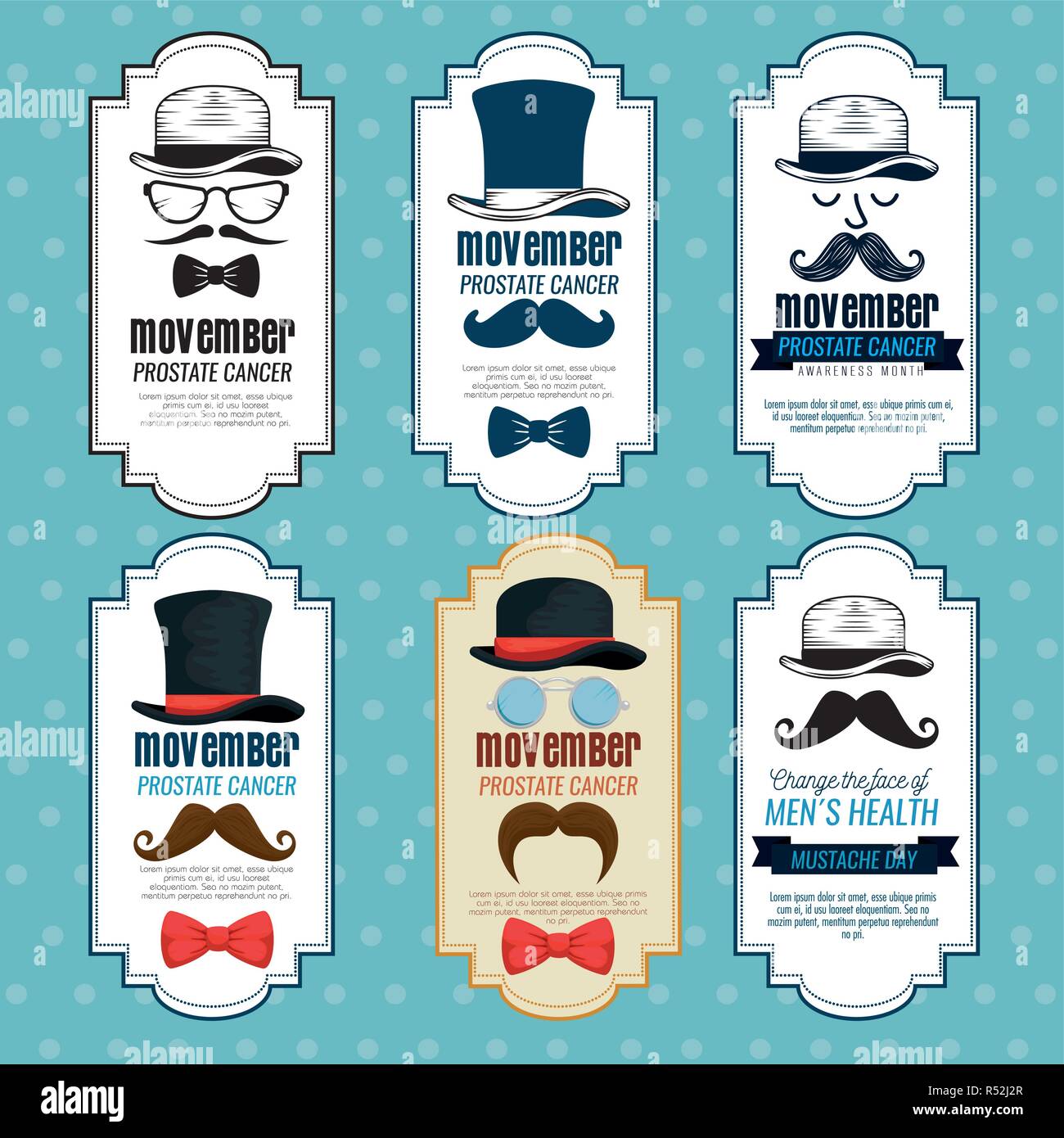 set tie bow with hat and mustache style vector illustration Stock ...